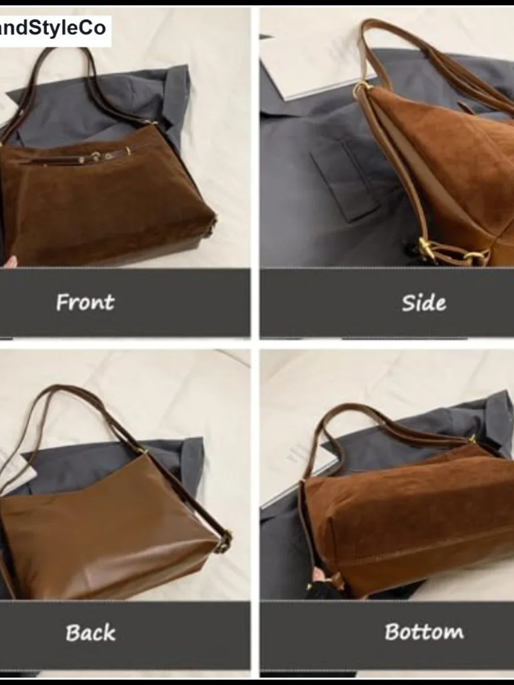 Women's Suede Hobo Bag Slouchy Handbag PU Leather Shoulder Bag